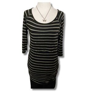 THYME Grey and black striped nursing top ~ Goth emo XS SMALL maternity shirt